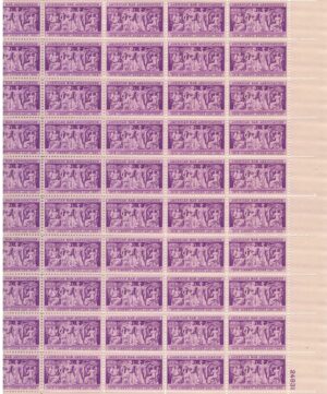 Mint Sheet USA 1953 SC1022SH Section of Frieze, Supreme Court Room Pink violet 3 Cent 1953 Full Sheet**STOCK IMAGE**