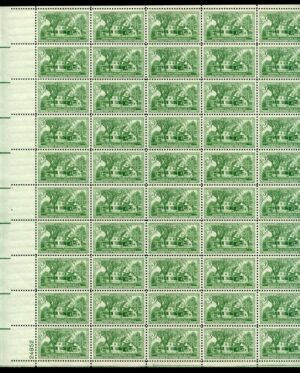 Mint Sheet USA 1953 SC1023SH Sagamore Hill, Oyster Bay, N.Y. - home of Theodore Roosevelt Yellow green 3 Cent 1953 Full Sheet**STOCK IMAGE**