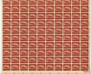 Mint Sheet USA 1956 SC1032SH Mount Vernon (1758), plantation house of George Washington Brown carmine 1.5 Cent 1956 Full Sheet**STOCK IMAGE**