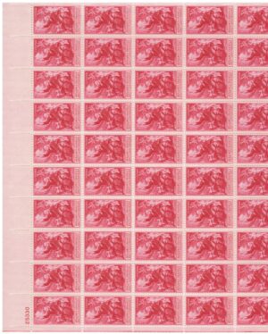 Mint Sheet USA 1956 SC1073SH "Franklin Taking Electricity from the Sky" by Benjamin West Carmine rose 3 Cent 1956 Full Sheet**STOCK IMAGE**
