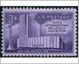 Mint Stamp USA 1956 SC1076 New York Coliseum and Columbus Monument Deep violet 3 Cent 1956**STOCK IMAGE**