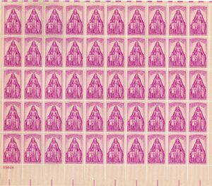 Mint Sheet USA 1957 SC1087SH March of Dimes - Fight Against Polio Red lilac 3 Cent 1957 Full Sheet**STOCK IMAGE**
