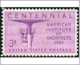 Mint Stamp USA 1957 SC1089 Corinthian Capital and Mushroom Type Head and Shaft Red lilac 3 Cent 1957**STOCK IMAGE**