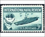 Mint Stamp USA 1957 SC1091 Aircraft Carrier and Jamestown Festival Emblem Blue green 3 Cent 1957**STOCK IMAGE**