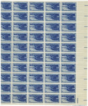 Mint Sheet USA 1957 SC1092SH 50 Years Oklahoma Statehood, Map, Arrow and Atom Diagram Dark blue 3 Cent 1957 Full Sheet**STOCK IMAGE**