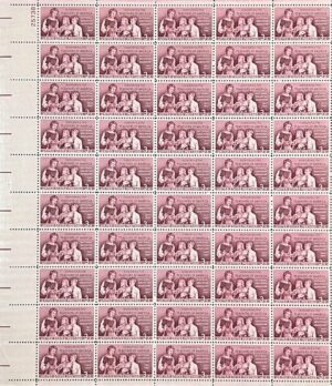 Mint Sheet USA 1957 SC1093SH Teacher and Pupils Rose lake 3 Cent 1957 Full Sheet**STOCK IMAGE**