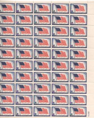 Mint Sheet USA 1957 SC1094SH Long May it Wave -"Old Glory" (48 star flag) Carmine,Deep blue 4 Cent 1957**STOCK IMAGE**