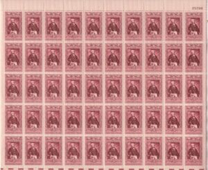 Mint Sheet USA 1957 SC1097SH Marquis de Lafayette (1757-1834) Rose lake 3 Cent 1957 Full Sheet**STOCK IMAGE**