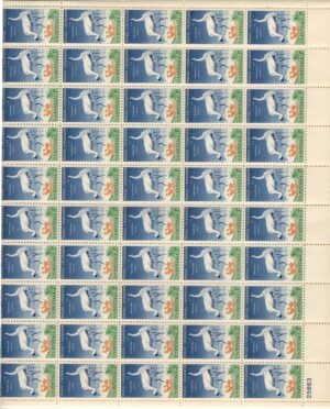Mint Sheet USA 1957 SC1098SH Whooping Crane(Grus americana) Multicolor 3 Cent 1957 Sheet**STOCK IMAGE**