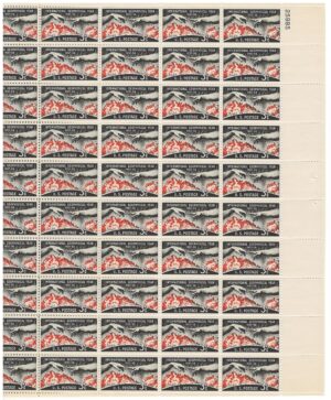 Mint Sheet USA 1958 SC1107SH Geophysical Year Black,Red orange 3 Cent 1958 Full Sheet**STOCK IMAGE**