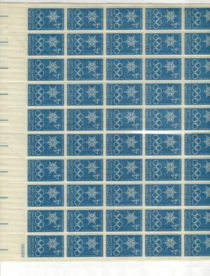 Mint Sheet USA 1960 SC1146SH Olympic Rings and Snowflake Dull blue 4 Cent 1960 Full Sheet**STOCK IMAGE**