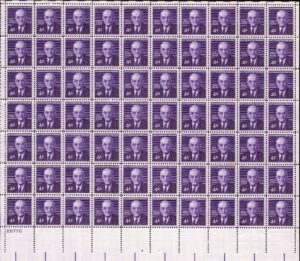 Mint Sheet USA 1960 SC1172SH John Foster Dulles Dull violet 4 Cent 1960 Full Sheet**STOCK IMAGE**