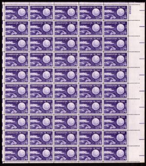 Mint Sheet USA 1960 SC1173SH Radio Waves Connecting Echo I and Earth Deep violet 4 Cent 1960 Full Sheet**STOCK IMAGE**