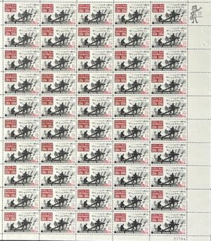 Mint Sheet USA 1964 SC1181SH Battle of the Wilderness, 1864 Black,Dark red 5 Cent 1964 Full Sheet**STOCK IMAGE**