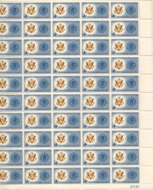 Mint Sheet USA 1962 SC1194SH World United Against Malaria Blue,Bistre 4 Cent 1962 Full Sheet**STOCK IMAGE**