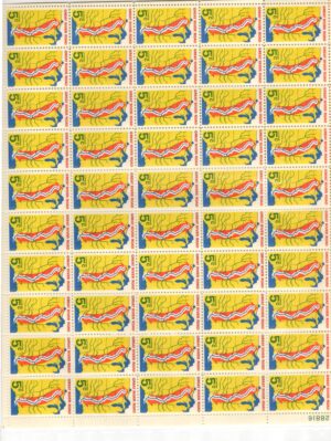 Mint Sheet USA 1966 SC1319SH Map of Central United States with Great River Road Multicolor 5 Cent 1966 Full Sheet**STOCK IMAGE**