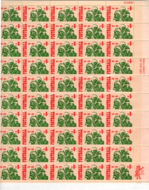 Mint Sheet USA 1969 SC1382SH Football Player and Coach Green,Red 6 Cent 1969 Full Sheet**STOCK IMAGE**