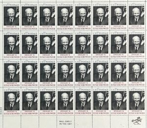 Mint Sheet USA 1969 SC1383SH Dwight D. Eisenhower, 34th President (1890-1969) Red,Blue,Black 6 Cent 1969 Full Sheet**STOCK IMAGE**