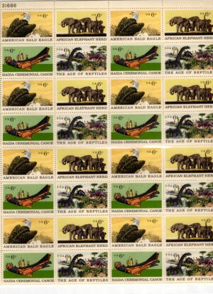 Mint Sheet USA 1970 SC1387-90 Bald Eagle (Haliaeetus leucocephalus) Multicolor 6 Cent 1970 Full Sheet**STOCK IMAGE**