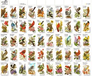 Mint Sheet USA 1982 SC1953A-2002 State Birds & Flowers Issue 1982 20 cents 11¼ Sheet of 50**STOCK IMAGE**