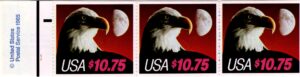 Mint Booklet USA 1985 SC2122a Bald Eagle Multicolor 10.75 Dollar 1985 Booklet Pane of 3**STOCK IMAGE**