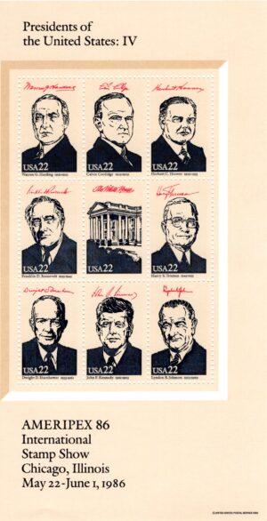 Mint Souvenir Sheet USA 1986 SC2219 Presidents IV Multicolor 9 Cent 1986**STOCK IMAGE**