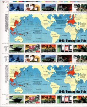 Mint Sheet USA 1993 SC2765SH World War II: 1943 Souvenir Sheet 29 cent Pane of 20**STOCK IMAGE**