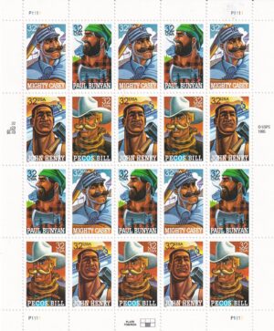 Mint Sheet USA 1996 SC3083-86 Folk Heroes 32 Cent 1996 Full Sheet**STOCK IMAGE**