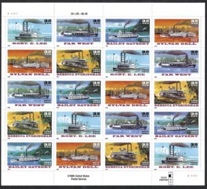 Mint Sheet USA 1996 SC3091-95 1996 Riverboats 32 Cent Full Sheet**STOCK IMAGE**