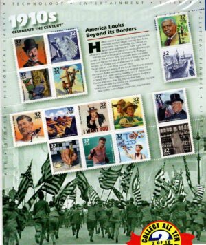 Mint Souvenir Sheet USA 1998 SC3183 Celebrate the Century - 1910's 15*32 ¢ - United States cent Multicolor**STOCK IMAGE**