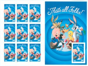 Mint Miniature Sheet USA 2001 SC3534 Porky Pig at Mailbox 10*34 ¢ - United States cent Multicolor**STOCK IMAGE**
