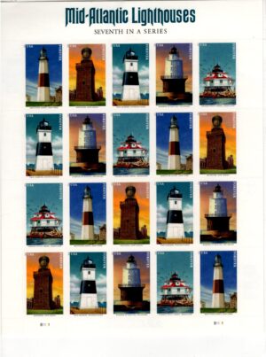 Mint Miniature Sheet USA 2021 SC5625SH Lighthouses of the Mid-Atlantic 5*FOREVER º - Sheet**STOCK IMAGE**