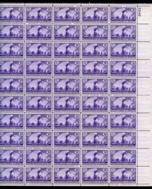 Mint Sheet USA 1944 SC922SH Golden Spike Ceremony by John McQuarrie Violet 3 Cent 1944 Full Sheet**STOCK IMAGE**