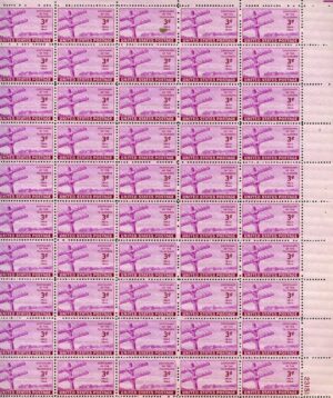 Mint Sheet USA 1944 SC924SH Telegraph Wires and Morse's First Transmitted Words Bright red violet 3 Cent 1944 Full Sheet**STOCK IMAGE**