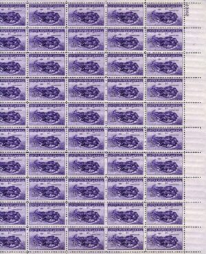 Mint Sheet USA 1944 SC925SH Aerial View of Corregidor, Manilla Bay Deep violet 3 Cent 1944 Full Sheet**STOCK IMAGE**