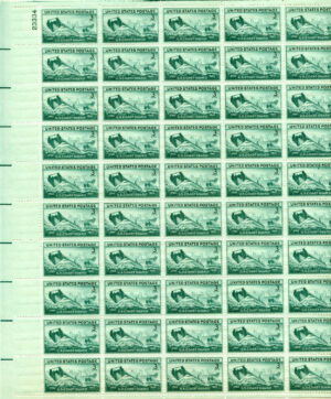 Mint Sheet USA 1945 SC936SH Coast Guard Landing Craft and Supply Ship Bright blue green 3 Cent 1945 Full Sheet**STOCK IMAGE**