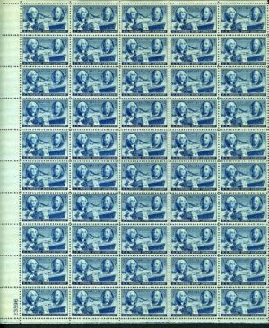 Mint Sheet USA 1947 SC947SH Washington and Franklin, Mail-carrying Vehicles Dark blue 3 Cent 1947 Full Sheet**STOCK IMAGE**