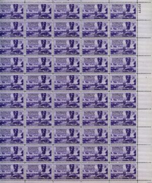 Mint Sheet USA 1948 SC954SH Sutter's Mill, Coloma, California Gold Centennial Deep violet 3 Cent 1948 Full Sheet**STOCK IMAGE**