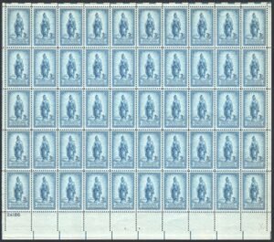 Mint Sheet USA 1950 SC989SH Statue of Freedom on Capital Dome Bright blue 3 Cent 1950 Full Sheet**STOCK IMAGE**