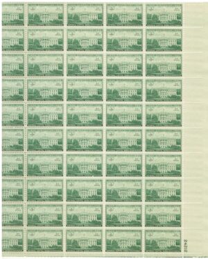 Mint Sheet USA 1950 SC990SH National Capital Sesquicentennial, White House Dark green 3 Cent 1950 Full Sheet**STOCK IMAGE**