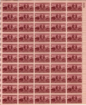 Mint Sheet USA 1950 SC993SH Casey Jones and Locomotives of 1900 and 1950 Violet brown 3 Cent 1950**STOCK IMAGE**