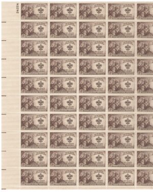 Mint Sheet USA 1950 SC995SH Three Boy Scouts, Statue of Liberty and Scout Badge Sepia 3 Cent 1950 Full Sheet**STOCK IMAGE**