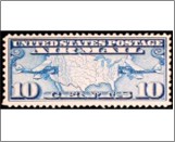 Mint Stamp USA 1926 SCC7 Map of the USA and Two De Havilland D.H. 4M Mail Planes Blue 10 Cent 1926**STOCK IMAGE**