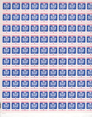 Mint Sheet USA 1989 SCO143SH Official Mail - Stylized eagle Multicolor 1 Cent 1989 Full Sheet**STOCK IMAGE**