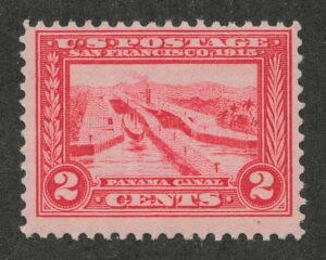 Mint Lightly Hinged Stamp USA 1913 SC398 Panama Canal locks (1914) Carmine 2 Cent 1913