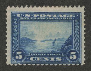 Mint Hinged Stamp USA 1913 SC399 Golden Gate, San Francisco Bay Blue 5 Cent 1913